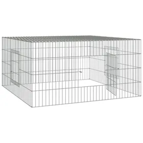 Meilleurs prix pour Cage à lapin - WIENS - 110x110x55 cm - Fer galvanisé - Argenté - Ventilée - Compartiment spacieux - Assemblage requis