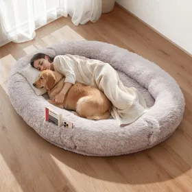 Comparer les prix de VEVOR Lit pour Chien Humain 176x122x24 cm Panier Géant pour Chien en Mousse à Mémoire de Forme Orthopédique avec Poche Latérale, Poignée, Fermeture Éclair, Housse Amovible, Lavable en Machine, Gris