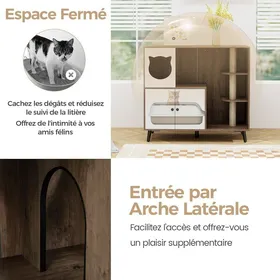Meilleurs prix pour GIANTEX Meuble Litière Chat avec Arbre à Chats 100 x 50 x 90CM Poteau à Gratter en Sisal Étagère 3 Niveau Pieds Métal