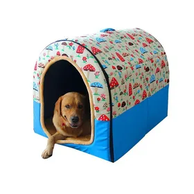 Meilleurs prix pour Niche pour chien étanche extérieure chaude nid de couchage pour animal de compagnie avec coussin amovible accessoires pour animal de compagnie pour petite et moyenne race d'animal de compagnie garder S black