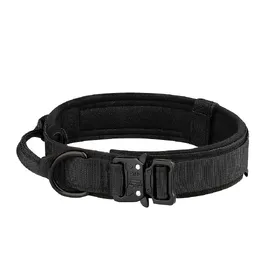 Comparer les prix de Collier d'entraînement pour chien réglable Ensemble tactique Collier et laisse pour chien Poignée de contrôle Laisse pour animaux de compagnie Pour petits et grands chiens M black
