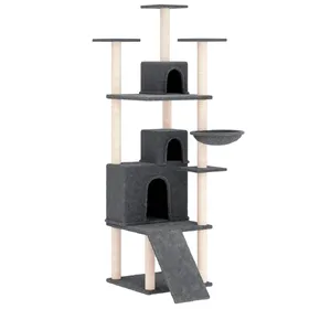 Meilleurs prix pour Arbre à chat meuble tour grimper jouet grattage grattoir escalade plateforme avec griffoirs en sisal foncé 175 cm gris 02_0022685