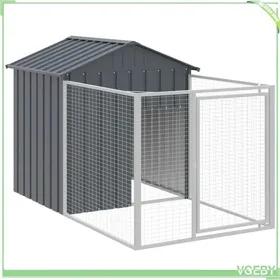 Comparer les prix de Niche pour chien avec cour - VGEBY - 117x201x123 cm - Acier galvanisé - Anthracite - Moyen