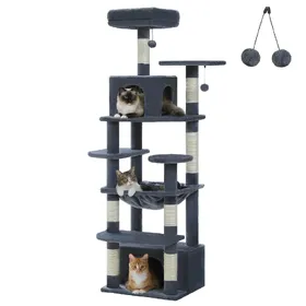 Meilleurs prix pour Arbre à Chat Géant 164 cm avec Griffoir et Condo Gris Foncé M