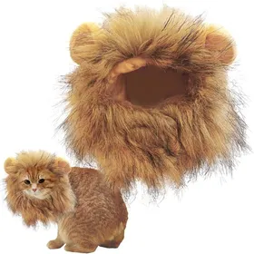 Comparer les prix de Costume de lion à crinière ajustable pour chats et chiens perruque pour animaux de compagnie avec oreilles pour Halloween et Noël