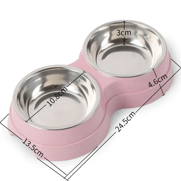 Double bols pour animaux de compagnie, distributeur d'eau et de nourriture pour chiens, en acier inoxydable, plat à boire pour animaux de compagnie, fournitures d'alimentation pour chat et chiot, accessoires pour petits chiens – photo 3