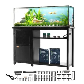 Meilleurs prix pour VEVOR Support pour Aquarium Charge 284 kg, Meuble pour Aquarium Aquariophilie 132x50x82 cm, en Acier et MDF, Support pour Réservoir de Reptiles avec Armoire de Rangement et Prise Électrique Intégrée