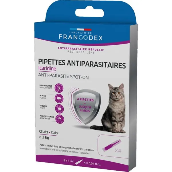 Soin Chat - Francodex Pipettes antiparasitaire Icaridine -  4 x 1 ml – photo 2