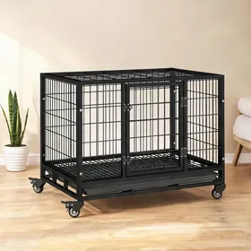 Comparer les prix de Cage pour chien pliable à roulettes en tubes de fer 92 x 62 x 75 cm usage intérieur et extérieur