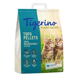Comparer les prix de 11L (4,6kg) Tigerino Plant-Based Tofu Litière pour chat - Sensitive, sans parfum