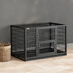 Meilleurs prix pour Cage dintérieur robuste pour chien acier thermolaqué noir 94 x 60 x 64 cm