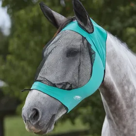 Meilleurs prix pour Masque anti-mouches Weatherbeeta Deluxe Stretch avec protection des oreilles - Taille Pony - Bleu