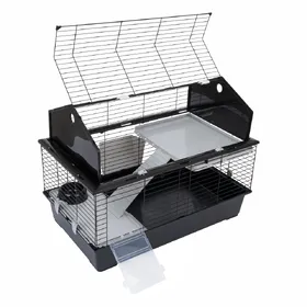 Comparer les prix de Cage TIAKI Maisonnette 100 pour lapin et cochon d'Inde - L 96 x l 57 x H 73 cm