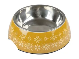 Comparer les prix de Gamelle en mélamine avec bol en inox amovible Mix and Match - Jaune/Motif Ethnic - 300 ml - D14,7 cm