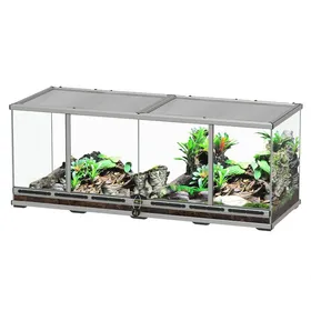 Comparer les prix de Terrarium Reptile - Aquatlantis - 118x45x45 - Gris - Verre - Rectangulaire