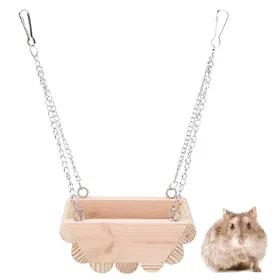 Comparer les prix de Balançoire en Bois pour Petits Animaux Jouet Bateau Suspendu avec Chaîne pour Hamster Accrocher sur le Dessus de la Cage white