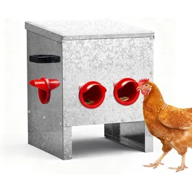 Meilleurs prix pour Mangeoire pour poules Anti nuisible Automatique Mangeoire volaille galvanisée 4 Ports 40×38×40 cm