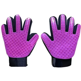 Meilleurs prix pour Gants de toilettage pour animaux - Phoesky - Brosse de démêlage - Pour chiens et chats - 23.2x17.2 cm - Pourpre - PU