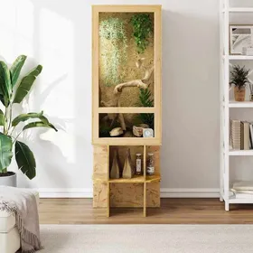 Meilleurs prix pour Terrarium en OSB - WIENS - 50x50x150 cm - Marron - Mat - Durable - Espaces amples - Convient aux reptiles - Polyvalent