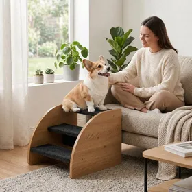 Meilleurs prix pour Escalier pour Chiens et Chats à 3 Marches Rampe dAccès Grise pour Animaux de Compagnie Stable et Antidérapant