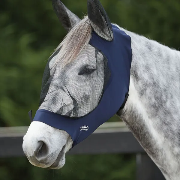 Masque anti-mouches Weatherbeeta Deluxe Stretch avec protection des oreilles - Taille Pony - Bleu – photo 2