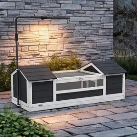 Comparer les prix de Maison pour tortue en bois massif avec support de lampe réglable 120 x 56 5 x 43 cm gris