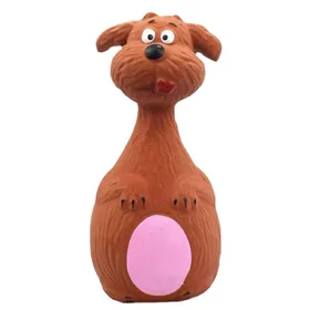 Meilleurs prix pour Jouets couineurs pour chien en latex Design de dessin animé Résistant aux morsures Jouet à mâcher doux interactif pour chiens Chien marron brown