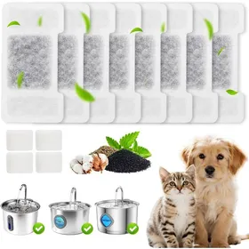 Comparer les prix de Lot De 16 Filtres Pour Fontaine À Eau Pour Chat 8 Filtres À Charbon + 8 Mousses Multi-Filtration Filtre De Rechange Pour Fontai