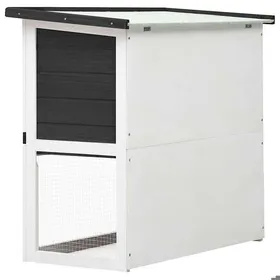 Meilleurs prix pour Clapier dextérieur en bois - WIENS - Gris - 90x45x80 cm - 1 porte - Treillis métallique - Toit étanche