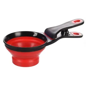 Meilleurs prix pour Pelle à nourriture de 237ml 2 en 1 clip pour refermer les sacs de croquettes chat et chien - Flamingo