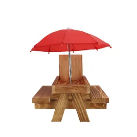 Meilleurs prix pour Table mangeoire à écureuils avec parapluie Mangeoire à écureuils en bois Table de pique-nique avec support pour épi de maïs pour jardin et porche Light Burnt Color