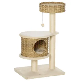 Comparer les prix de Arbre à chat rotin naturel et beige, niche, sisal, 55 x 47 x 95 cm