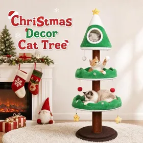 Meilleurs prix pour XJING Arbre à chat de Noël - 1 Trou pour chat - Griffoir pour chat - Jouets pour chats suspendus - Cadre descalade pour chat