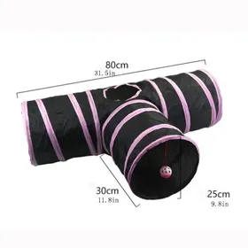 Meilleurs prix pour Tunnel de jeu pliable et résistant à l'usure pour chats, avec jouet froissé pour animaux de compagnie, cochons d'Inde, lapins, fournitures amusantes pour chats Show as pictures black