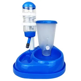 Comparer les prix de Distributeur automatique de nourriture pour chien et chat à double usage avec fontaine à eau, seau de nourriture de grande capacité et distributeur de bouteilles d'eau pour chien et chat As shown bleu