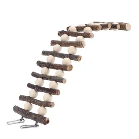 Meilleurs prix pour Échelle en Bois pour Hamster Échelle d'Escalade Pliable Jouet à Mâcher avec Perles pour Petits Animaux gray