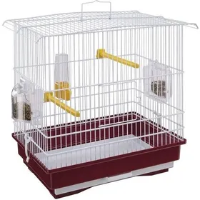Meilleurs prix pour Ferplast Ferplast Cage pour canaris et petits oiseaux exotiques GIUSY Cage rectangulaire pour oiseaux, équipée d'accessoires et mangeoires tournantes, métal robuste vernis Blanc et bac de cage en plastique Rouge, 39 x 26 x h 37 cm