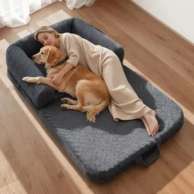 Comparer les prix de Lit pour Chien Humain-VEVOR-179x95x22 cm-Fermeture Éclair-Housse Amovible-Lavable en Machine-Gris Foncé