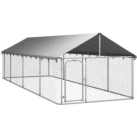 Meilleurs prix pour Chenil extérieur - AKO - 600x200x150 cm - Acier galvanisé - Toit - Argenté