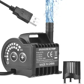 Meilleurs prix pour Pompe à eau submersible 5 V, 8 niveaux réglables 0-400 L/H, petite pompe de fontaine avec levage de 0 à 9,8 pieds, 6,5 pieds QR75L noir