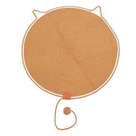 Meilleurs prix pour Tapis Griffoir pour Chat 80cm Corde en Coton Protège Meubles Robuste Rond Coussin Griffoir pour Chat avec Jouet Balle brown