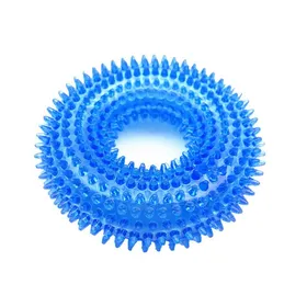 Comparer les prix de Jouet à mâcher interactif pour chien qui couine, résistant aux morsures, jouet de nettoyage des dents barbelées en TPR, jouets à mâcher pour molaires de chiots bleu