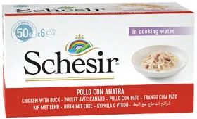 Meilleurs prix pour Boites Chat – Schesir Poulet Canard et bouillon – 6 x 50 gr