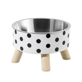 Comparer les prix de Bol d'alimentation surélevé pour chats, Anti-étouffement, bol d'eau et de nourriture pour chats avec support, fournitures d'alimentation pour animaux de compagnie Dot black
