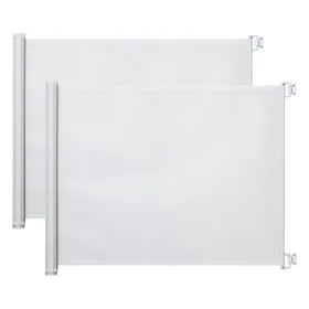 Meilleurs prix pour Lot de 2 barrières de sécurité PawHut barrière animaux rétractable automatique 1,15L x 0,83H m textilène acier blanc
