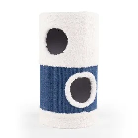 Comparer les prix de CostwayMaison pour Chat à 2 Niveaux Condo à 2 Étages pour Chatons avec Tapis à Griffer en Sisal Grotte Cachée Meuble en Forme de Baril Bleu