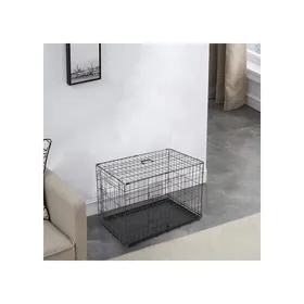Meilleurs prix pour Cage pour chien et chat pliable avec double porte avec séparateurs et plateau en plastique, noir,77,5 x 48,5 x 55,5