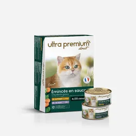 Comparer les prix de Boîtes de tendres émincés en sauce pour chat sans céréales - Poulet & Veau