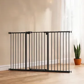 Comparer les prix de Barrière de sécurité extensible pour chien et chat – Métal deep black 136 3 x 76 2 cm – Sans perçage