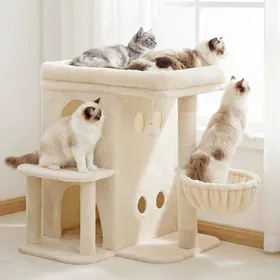 Comparer les prix de Arbre à chat pour grands chats - LEVYS - 65 cm - Plateforme spacieuse - Caissons double couche - Poteaux en sisal